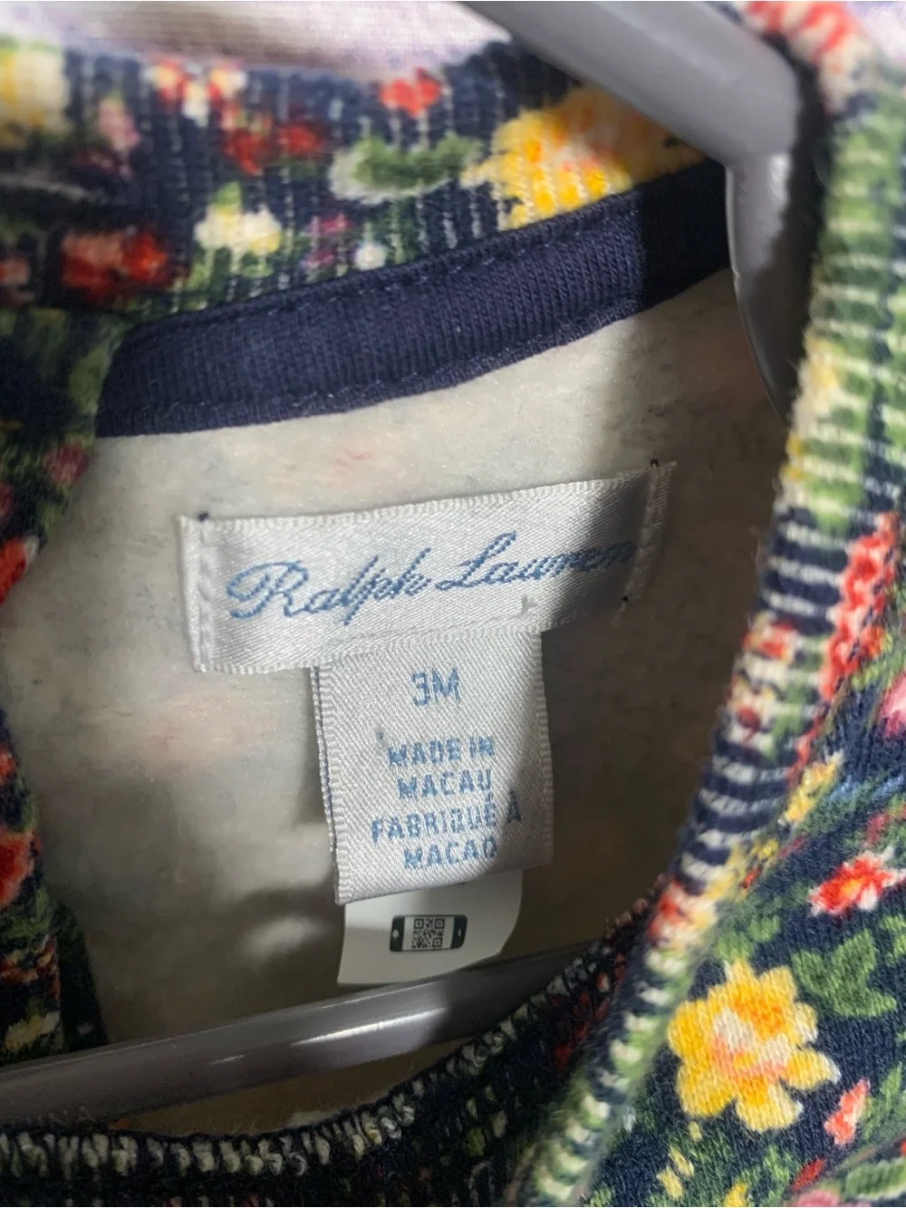 Ralph Lauren Baby Girls Ruffle Floral Sweatshirt Top Green Blue Size 3M Preppy